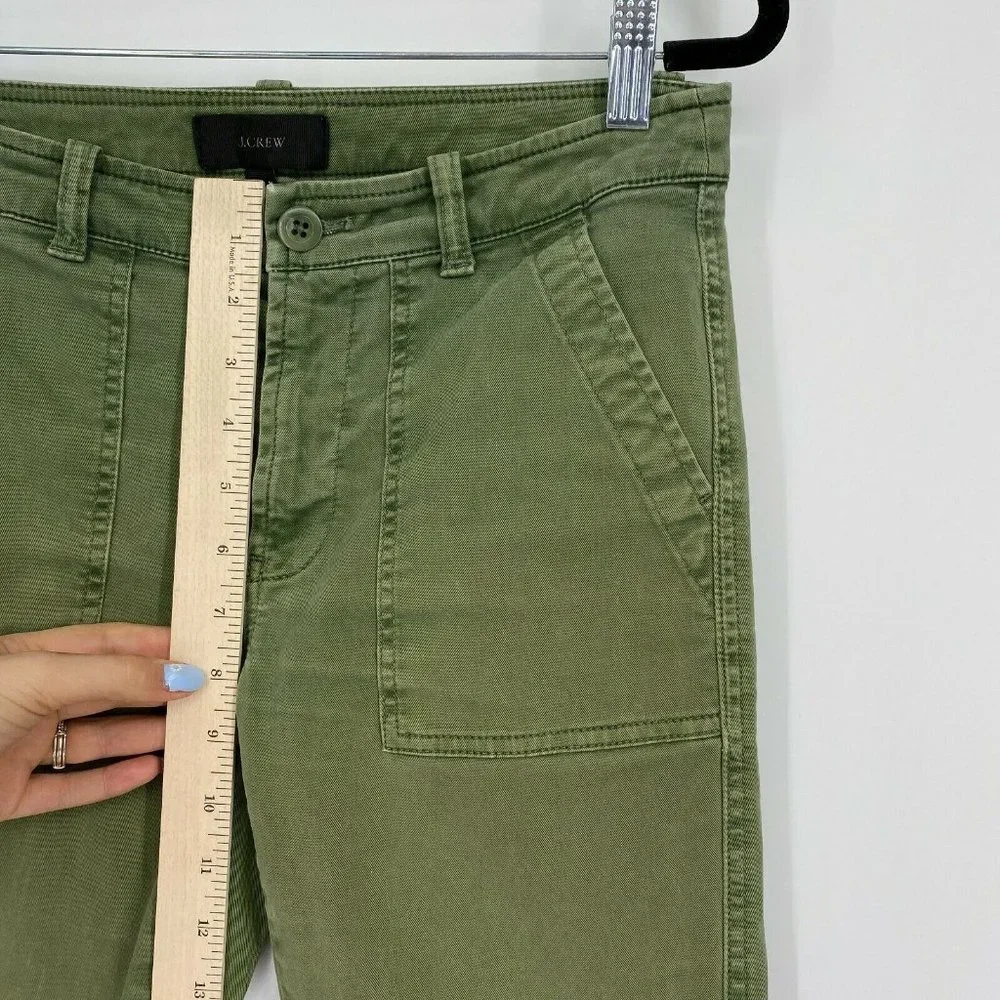 J. Crew Ankle Zip Skinny Jogger Pants Women's Size 0 Mid Rise Stretch Crop Green - Picture 11 of 12
